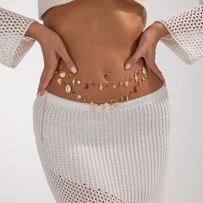 Women’s Beach Charm Waist Chain with Ocean Pendants