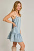 Denim Tie-Up Mini Suspender Dress For Women
