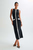 Black Contrast Trim Sleeveless Button Knit Dress