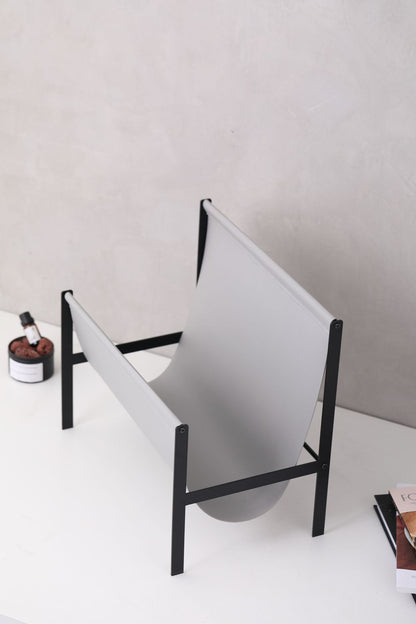 Modern leather metal magazine rack stand