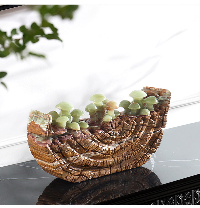 Natural Jadeite Mushroom Marble Ornament