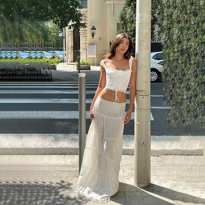 women's ruffled long frilly skirts
