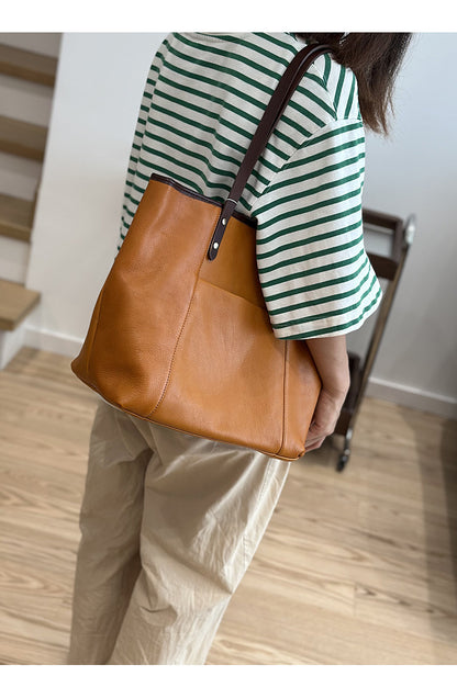 Full Grain Leather Tote Bag Office Shoulder