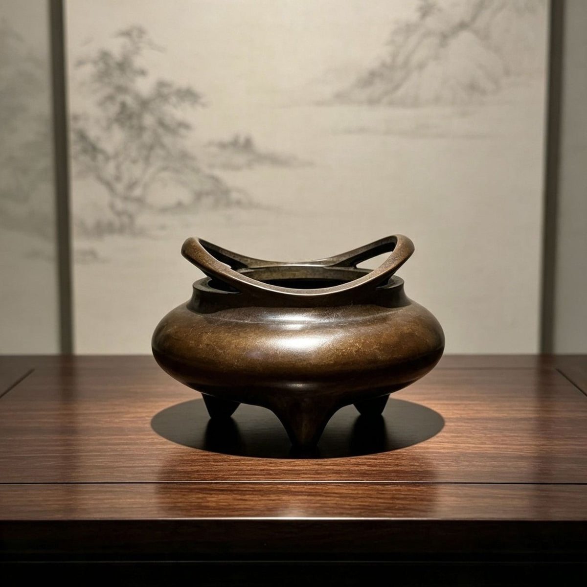 Incense Burner with Antique Bronze Finish and Ornate Lid