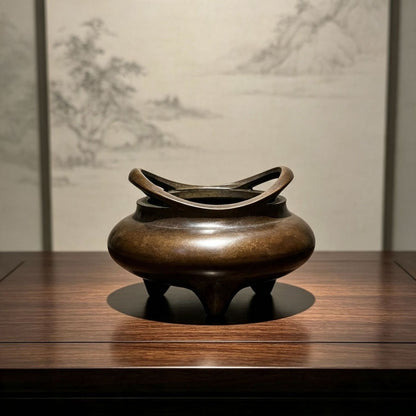 Incense Burner with Antique Bronze Finish and Ornate Lid