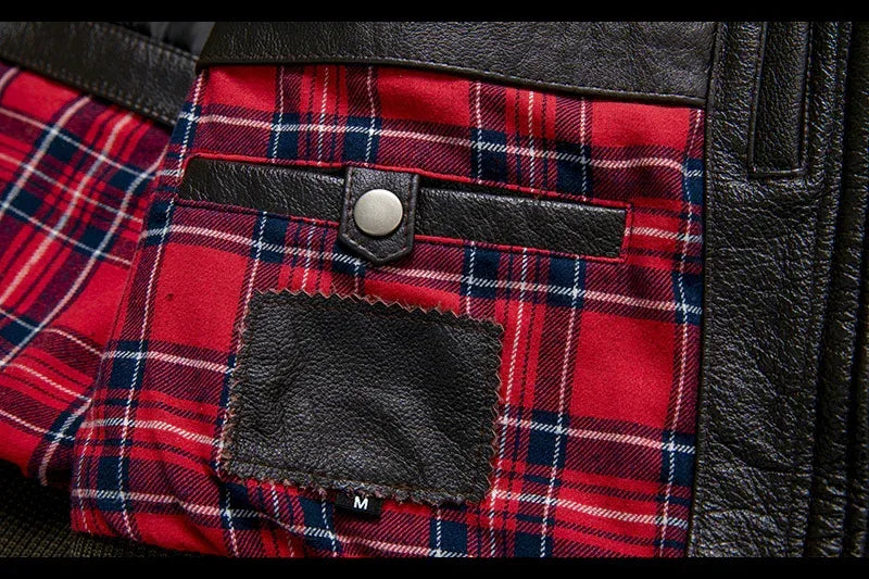 Black Leather Aviator Jacket Mens with Shearling Collar