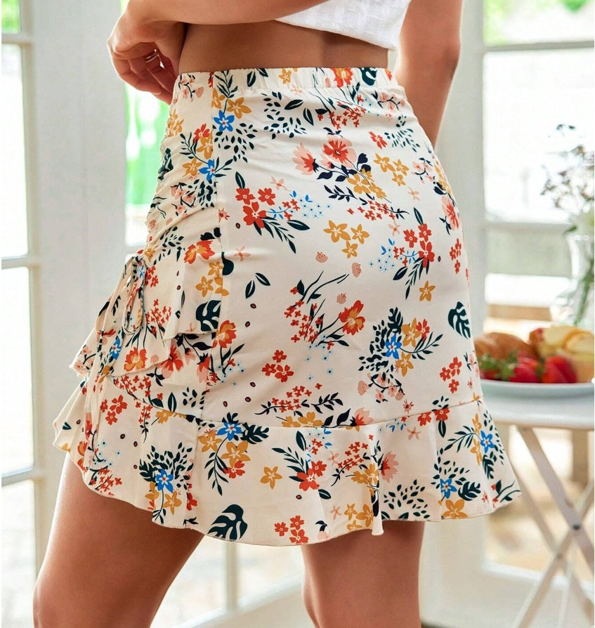 Ruched Ruffle Mini Skirt Summers
