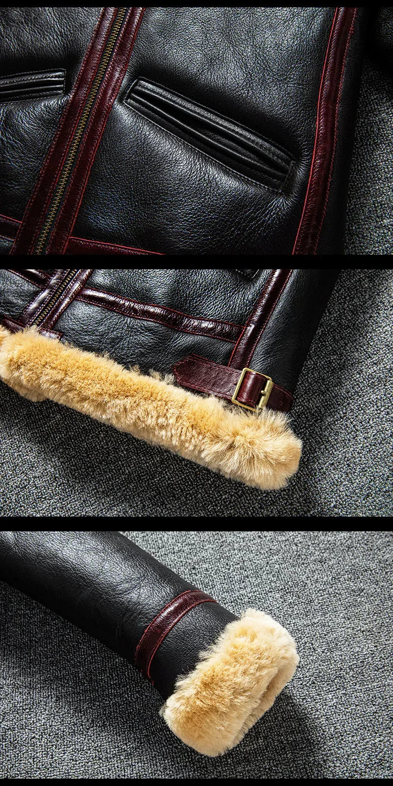 Men’s B3 Shearling Aviator Jacket Black Leather