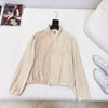 Women Beige Suede Bomber Jacket Real Suede Zip-Up Coat