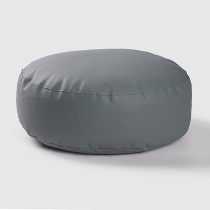 Faux Leather Pouf Ottoman Cover with Carry Handle