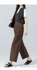Women’s linen pants with cropped wide leg drape
