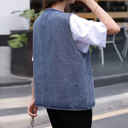 denim sleeveless jean vest