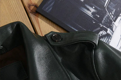 Men’s Military Style Cowhide Leather Jacket