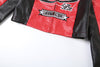 Women's Red Faux Leather Jacket with Cropped Biker Bomber Fit