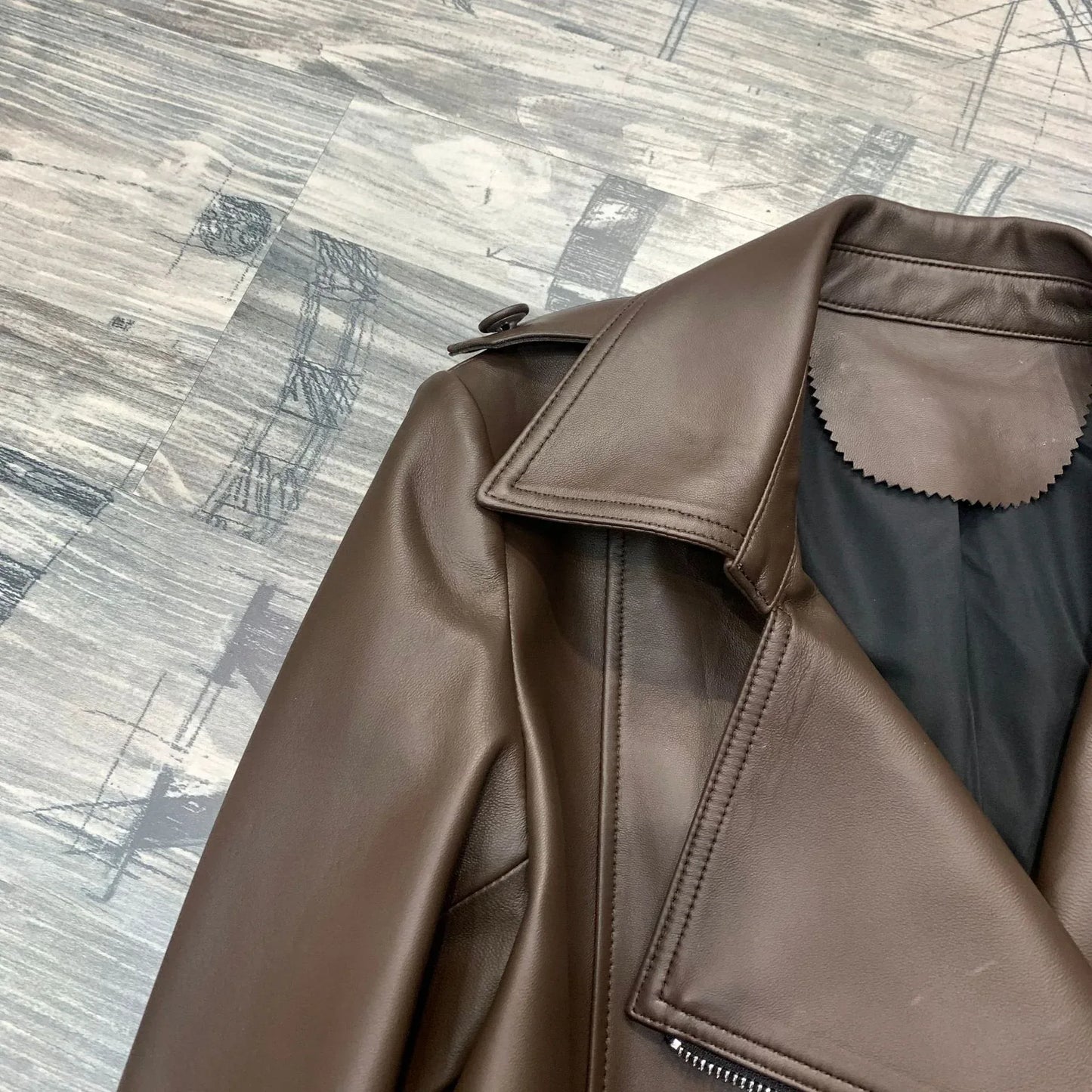 Women Genuine Sheepskin Leather Slim Moto Jacket