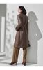 Women Brown Sheepskin Leather Trench Coat with Tie Waist