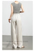 High waist wide leg linen pants for women