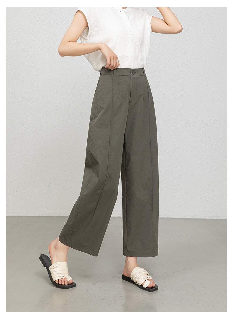 Women casual pants with cropped wide leg drape