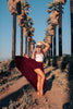 high waisted maxi flared skirt