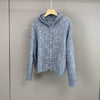 Women Mohair Cashmere Sequin Zip Cardigan Hoodie