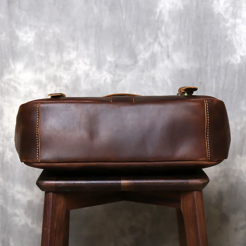 Leather messenger bag briefcase for men