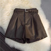High waist faux leather a line shorts