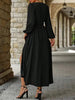 Olive Green V Neck Long Sleeve Belted High Slit Maxi Dress