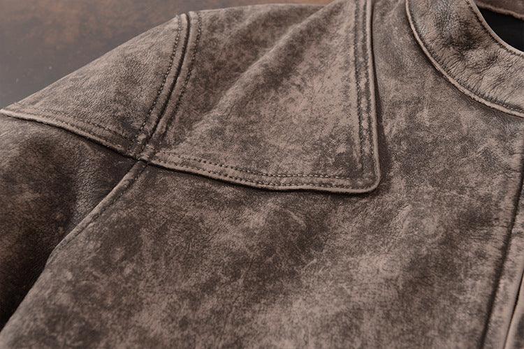 Men Tumbled Cowhide Leather Jacket