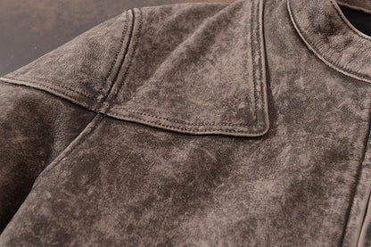 Men Tumbled Cowhide Leather Jacket