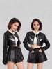 Black Cropped Faux Leather Moto Biker Jacket