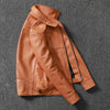 Men's Cowhide Leather Jacket Brown Slim Fit