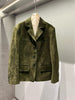 Olive Green Suede Leather Blazer for Women