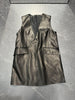 Women Oil-Waxed Genuine Leather V-Neck Vest Dress