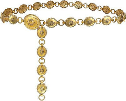 Women’s Engraved Medallion Waist Chain with Vintage Drop Detail