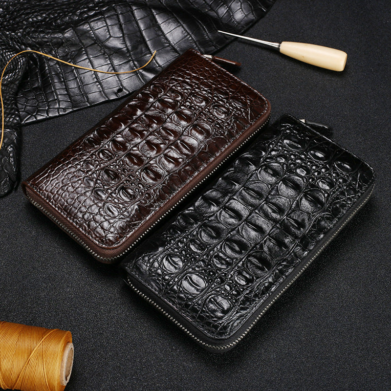 Crocodile Leather Clutch Bag – Genuine Horn-Back Zipper Wallet