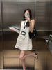 White linen backless mini dress spaghetti strap summer casual