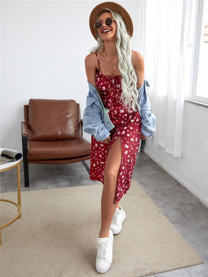 cami maxi dress with slit hem