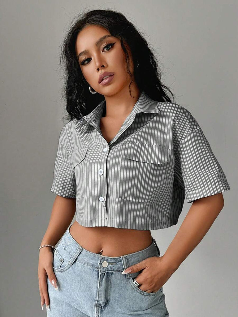 cropped striped shirts for women