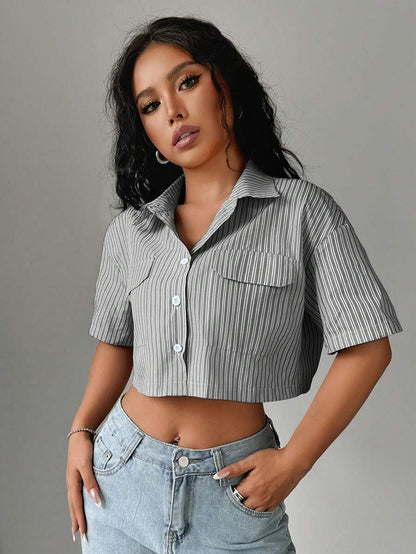 cropped striped shirts for women