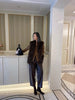 Women Leather Baggy Pants Retro Elastic Waist Loose Fit