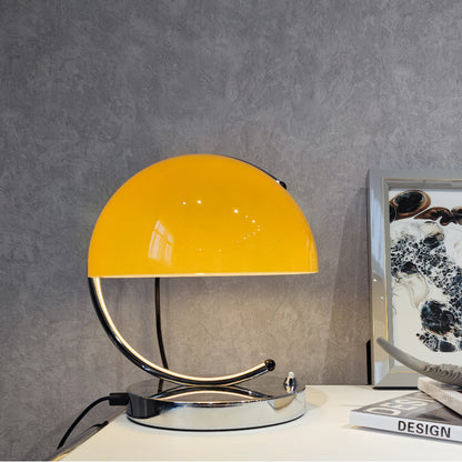 Yellow Glass Table Lamp Vintage Bauhaus Pudding Lamp