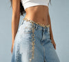Women’s Gold Hammered Ring Waist Chain Belt