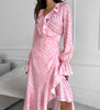 Pink Ruffle Maxi Dress with Wrap Front
