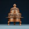 Copper Incense Burner with Three Legs and Decorative Openwork Lid