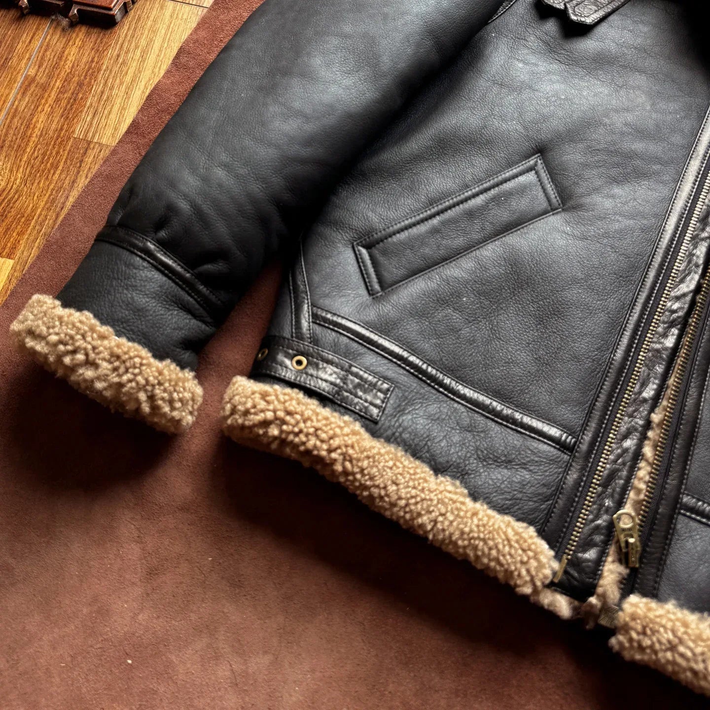 Men Real Shearling Jacket Winter Coat for Men