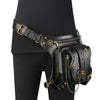 Punk Waist Leg Bag Black PU Chain and Motorcycle Style