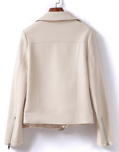 Women’s Leather Bomber Jacket Moto Style Zip Belted