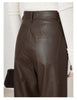 Women’s High Rise Genuine Straight Leather Pants Brown