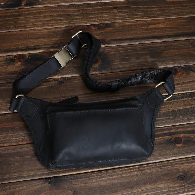 Genuine Leather Waist Bag Men Crossbody 3
