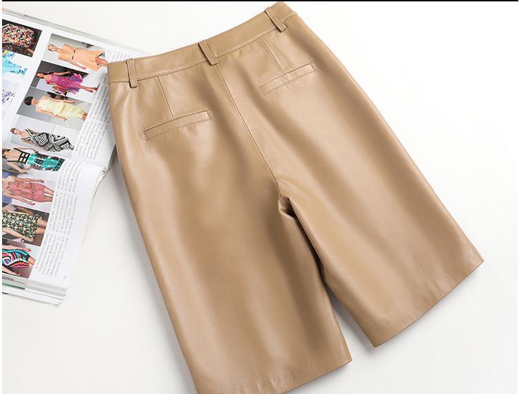 Women Mid Length Real Leather Shorts